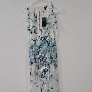 BcbgMaxazria Sz 2 Maribel Lt. Aqua  Combo Maxi Dress